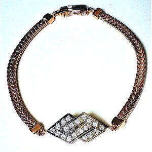 Vintage Russian Soviet USSR 14K 585 Rose Pink White Gold Wheat Bracelet 13.6 g.